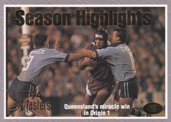 1994 Dynamic NSW Rugby League '94 Masters #105 Queensland win Origin 1 Front